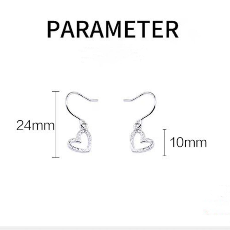 Sterling Silver Heart-Design Ear Hook Earrings