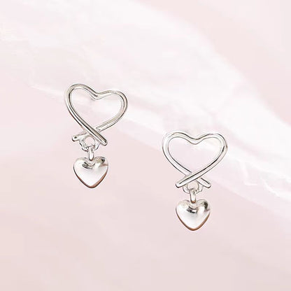 Sterling Silver Heart-Design Earrings