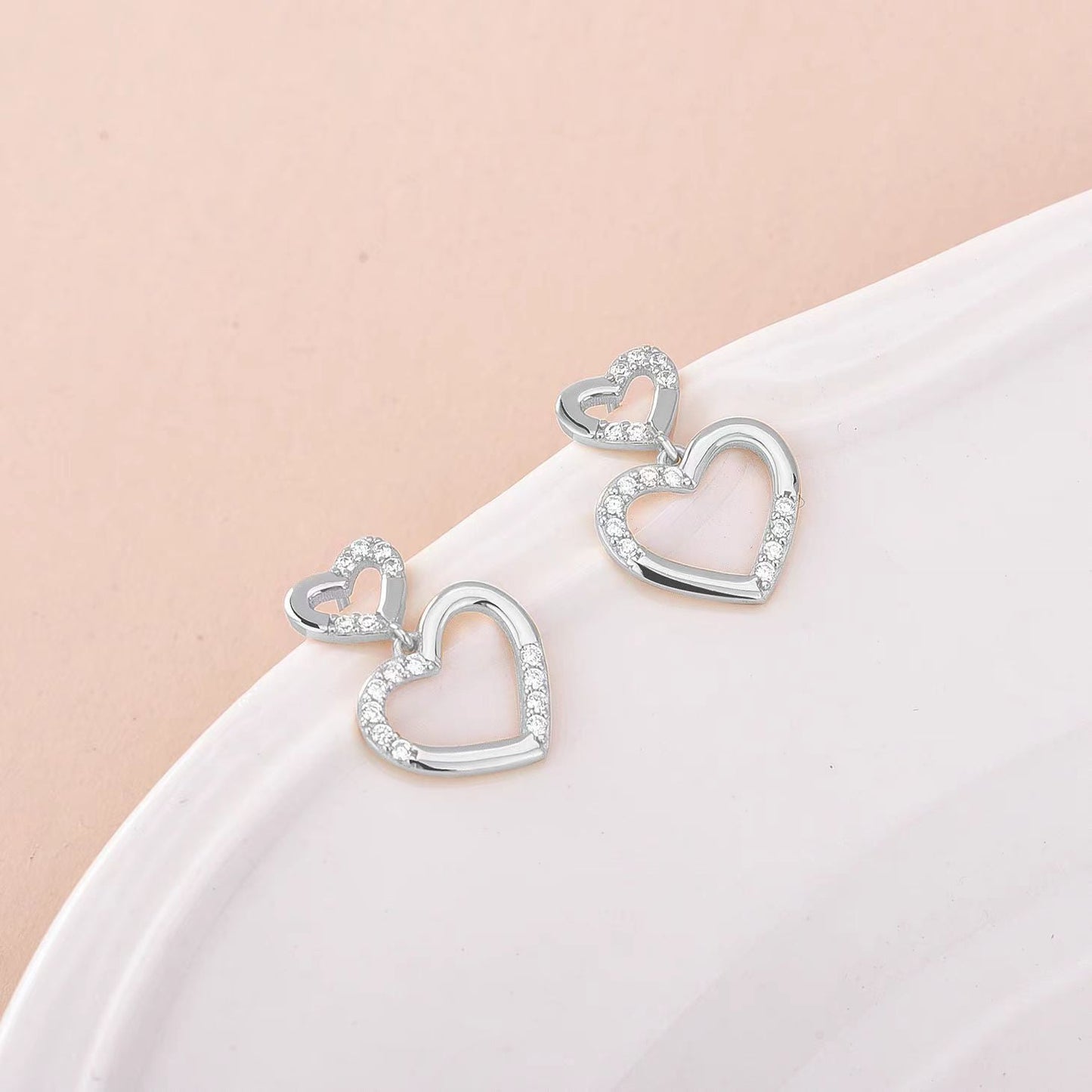 Sterling Silver Heart-Design Earrings