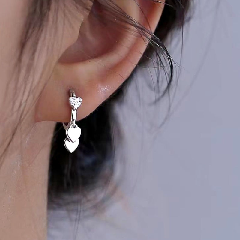 Sterling Silver Heart-Design Earrings