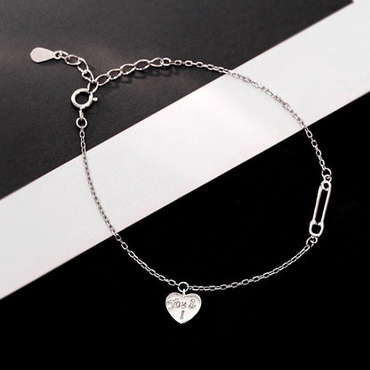 Sterling Silver Heart-Design Paper Clip Bracelets