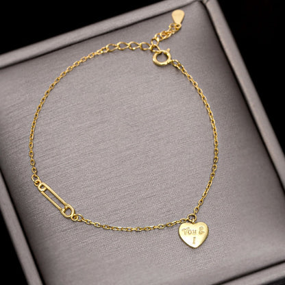 Sterling Silver Heart-Design Paper Clip Bracelets