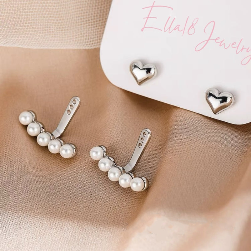 Sterling Silver Heart-Design Pearl Earrings