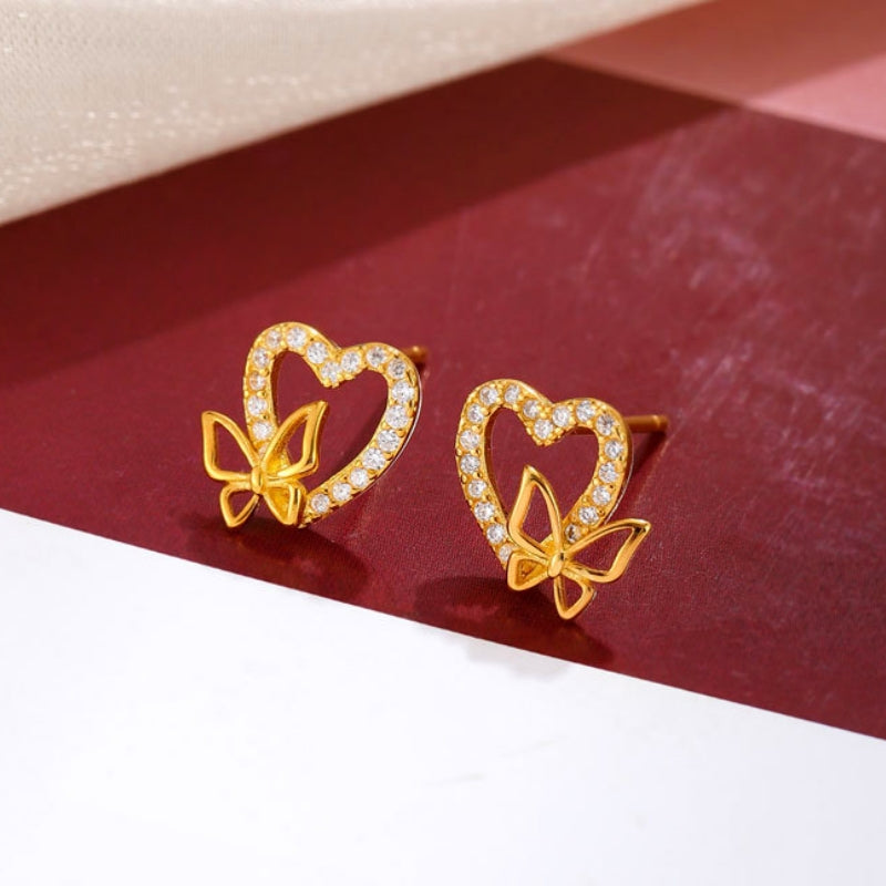 Sterling Silver Heart-Design Stud Earrings