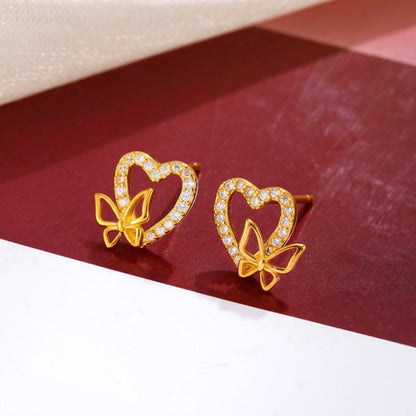 Sterling Silver Heart-Design Stud Earrings