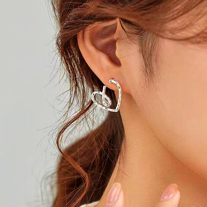 Sterling Silver Heart-Design Stud Earrings