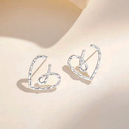 Sterling Silver Heart-Design Stud Earrings
