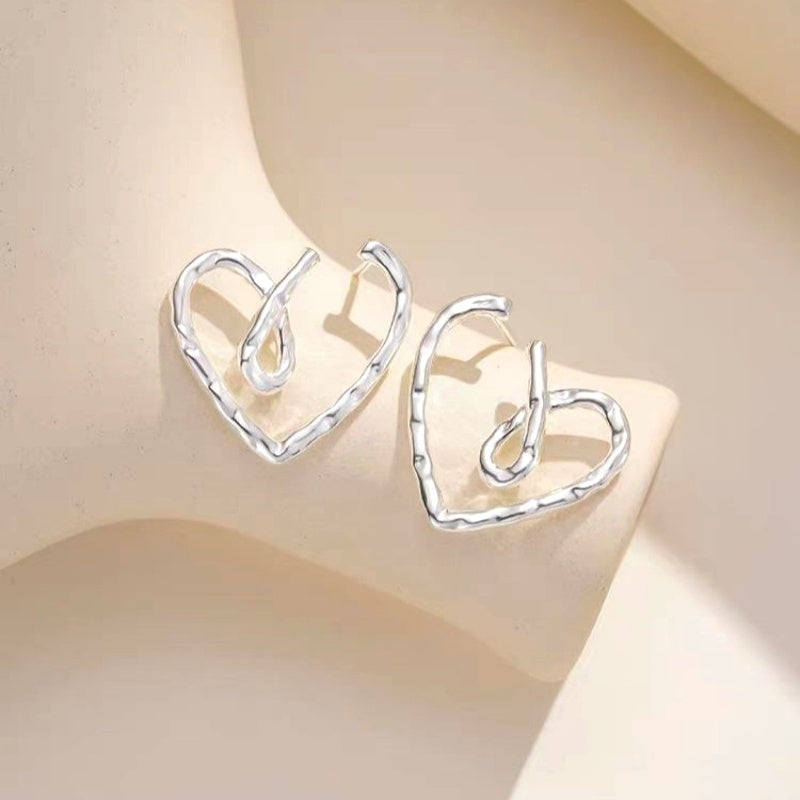 Sterling Silver Heart-Design Stud Earrings