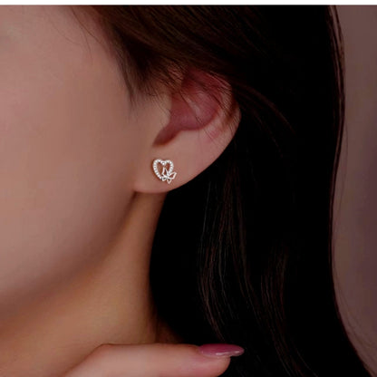 Sterling Silver Heart-Design Stud Earrings