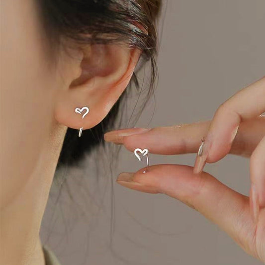 Sterling Silver Heart-Design Stud Earrings