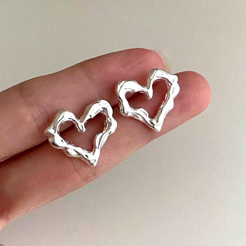 Sterling Silver Heart-Design Stud Earrings