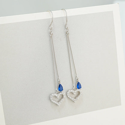 Sterling Silver Heart-Design Threader Earrings