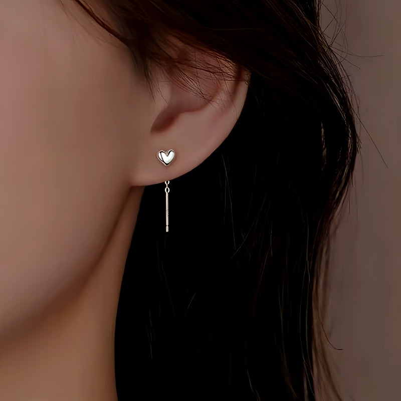 Sterling Silver Heart-Design Threader Earrings