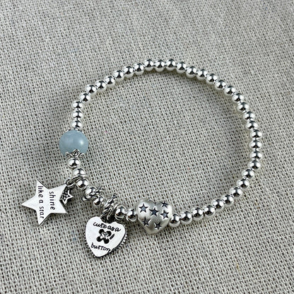 Sterling Silver Heart And Beaded Bracelets