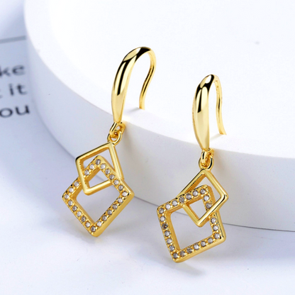 Sterling Silver Hollow Diamond Earrings