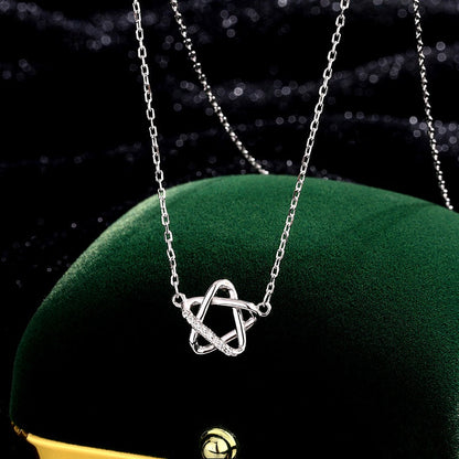 Sterling Silver Hollow Five-Pointed Star Necklace