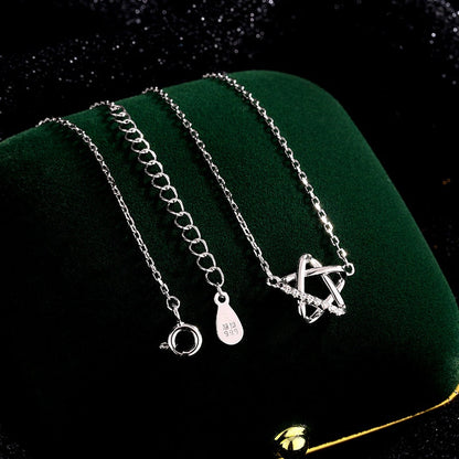 Sterling Silver Hollow Five-Pointed Star Necklace