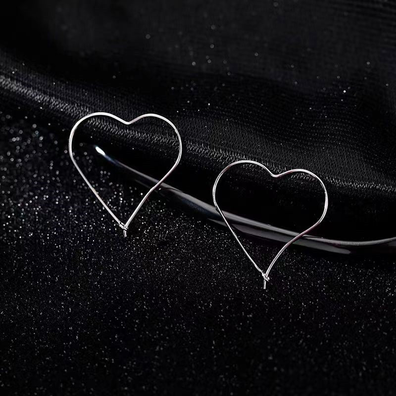 Sterling Silver Hollow Heart-Design Earrings