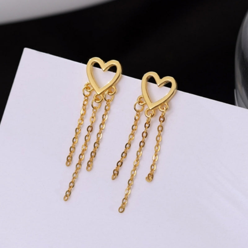 Sterling Silver Hollow Heart-Design Earrings