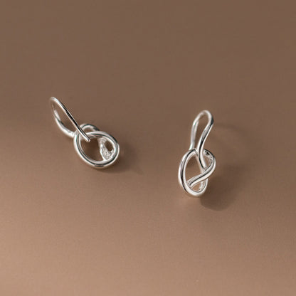 Sterling Silver Hollow Heart-Wrapped Ear Hook Earrings