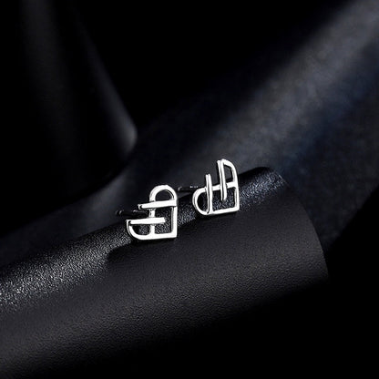 Sterling Silver Hollow Heart Stud Earrings