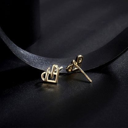 Sterling Silver Hollow Heart Stud Earrings