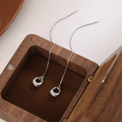Sterling Silver Hollow Oval Threader Earrings