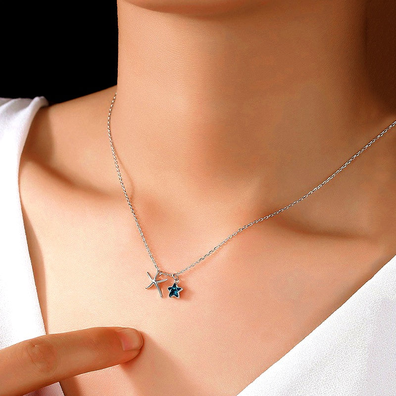 Sterling Silver Hollow Star Fish Necklaces