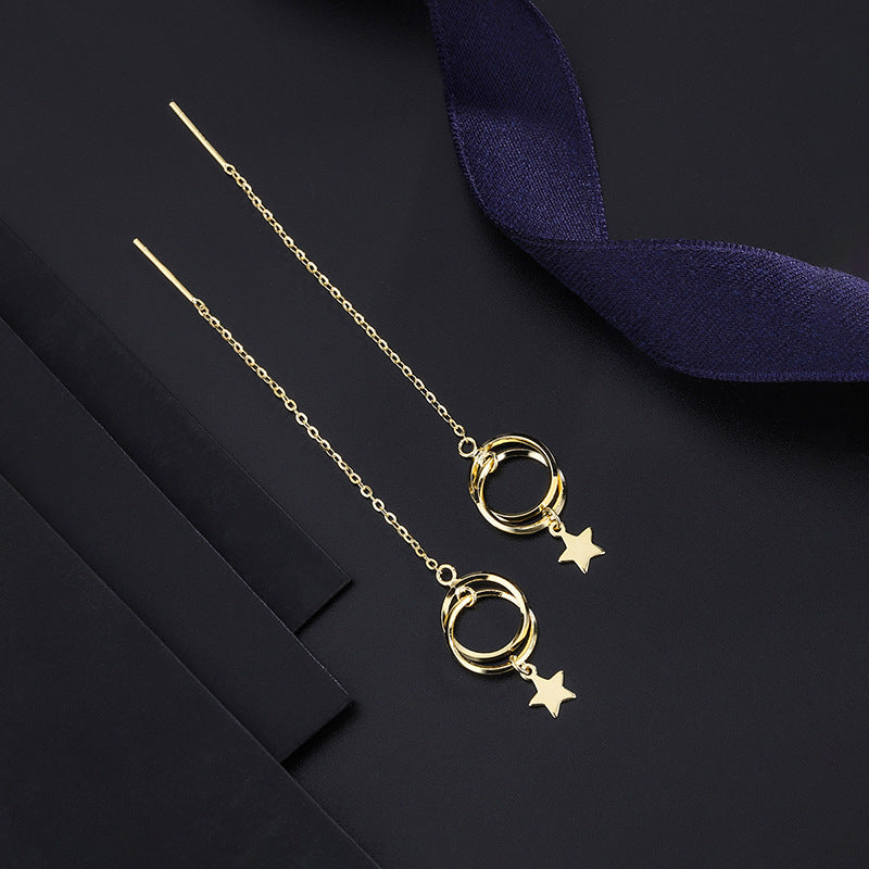 Sterling Silver Interlocking Tassel Threader Earrings
