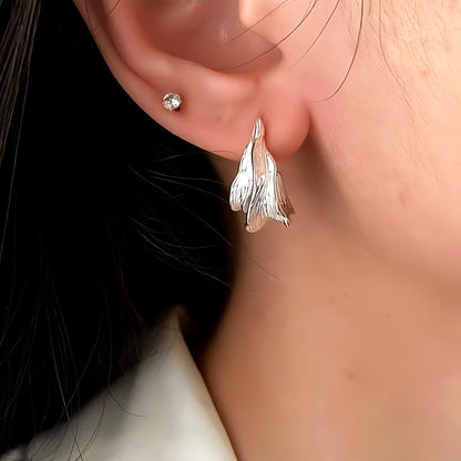 Sterling Silver Irregular Banana Leaf Earrings