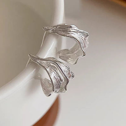 Sterling Silver Irregular Banana Leaf Earrings