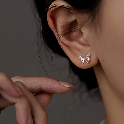 Sterling Silver Irregular Butterfly Moon Earrings