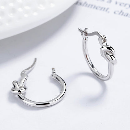 Sterling Silver Knot Hoop Earrings