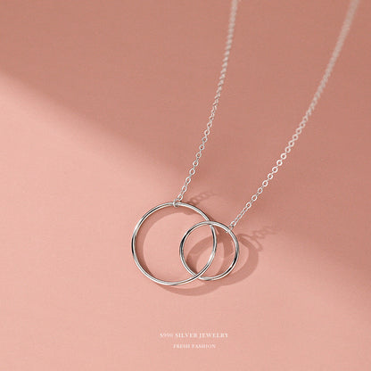 Sterling Silver Large And Small Circle Double Ring Necklaces