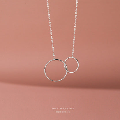 Sterling Silver Large And Small Circle Double Ring Necklaces