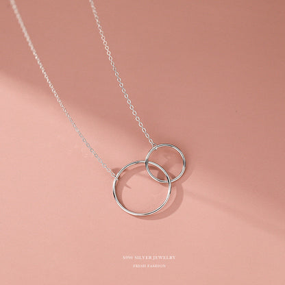 Sterling Silver Large And Small Circle Double Ring Necklaces