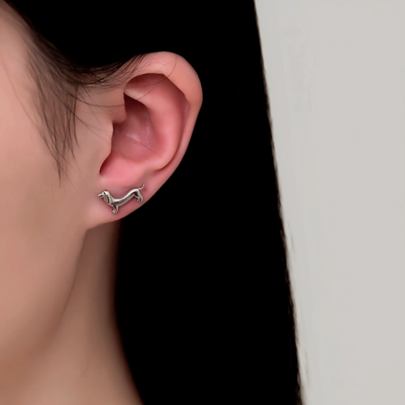 Sterling Silver Little Puppy Stud Earrings