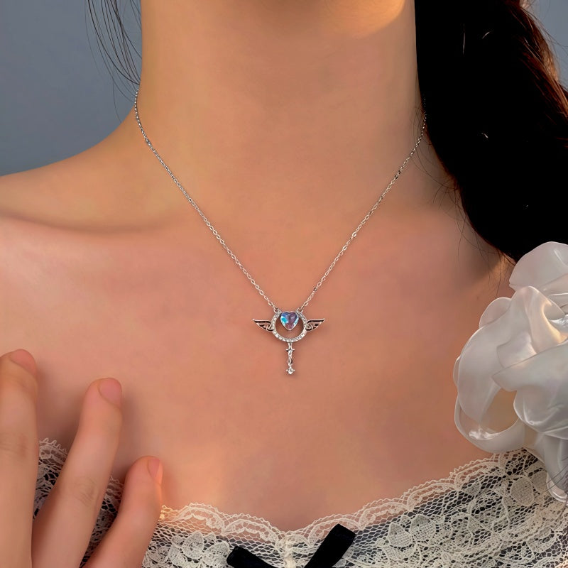 Sterling Silver Love Angel Wing Necklace