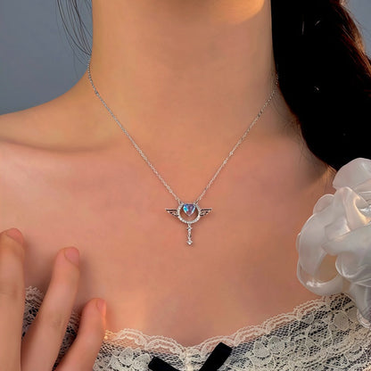 Sterling Silver Love Angel Wing Necklace