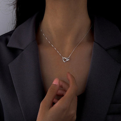 Sterling Silver Love Double Ring Necklace