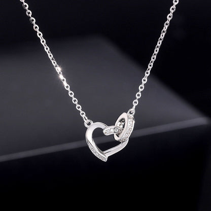 Sterling Silver Love Double Ring Necklace