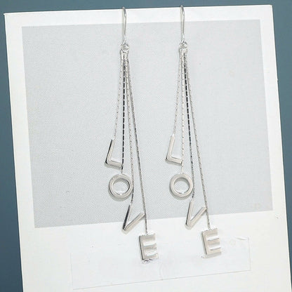 Sterling Silver Love Letter Threader Earrings