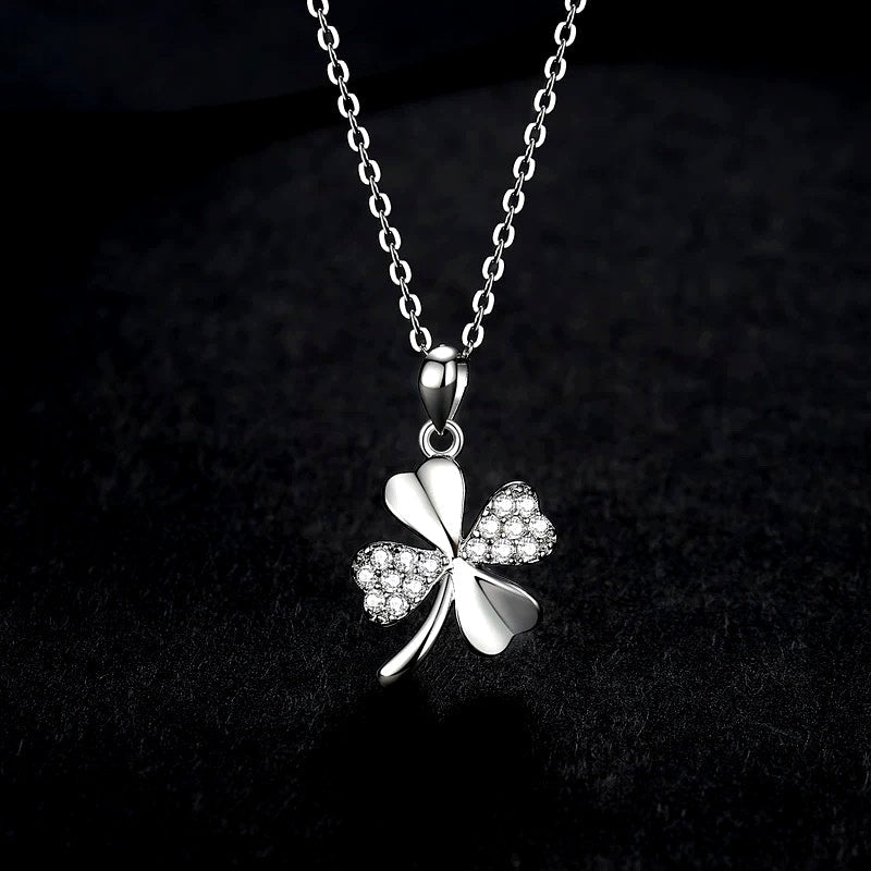 Sterling Silver Lucky Four-Leaf Clover Necklace