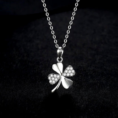Sterling Silver Lucky Four-Leaf Clover Necklace