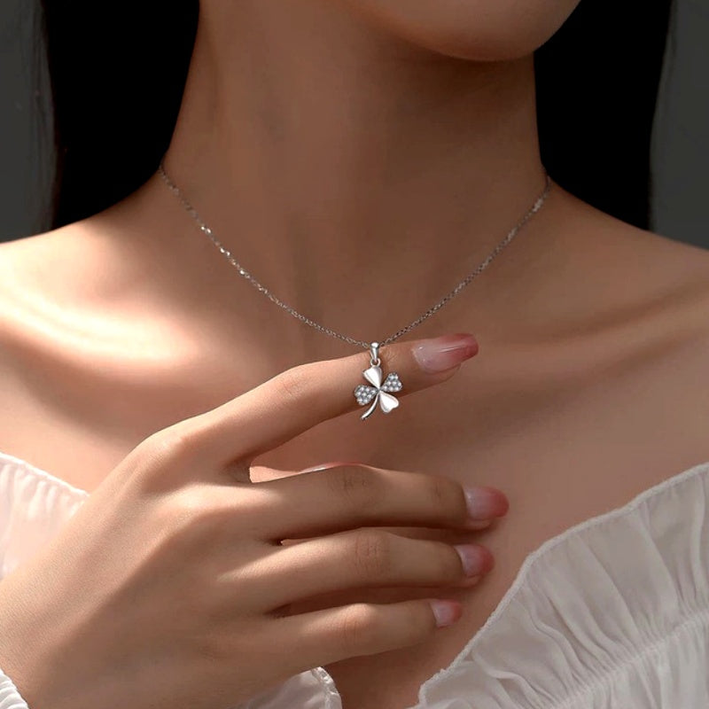 Sterling Silver Lucky Four-Leaf Clover Necklace