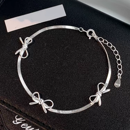 Sterling Silver Luxury Bow Snake Bone Chain Bracelets