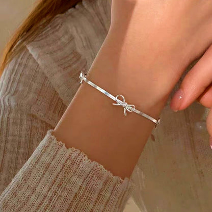 Sterling Silver Luxury Bow Snake Bone Chain Bracelets