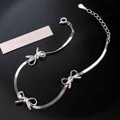 Sterling Silver Luxury Bow Snake Bone Chain Bracelets