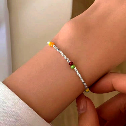 Sterling Silver Luxury Colored Beads And Broken Silver Bracelets