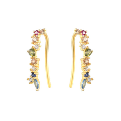 Sterling Silver Luxury Colorful Diamond Crawlers